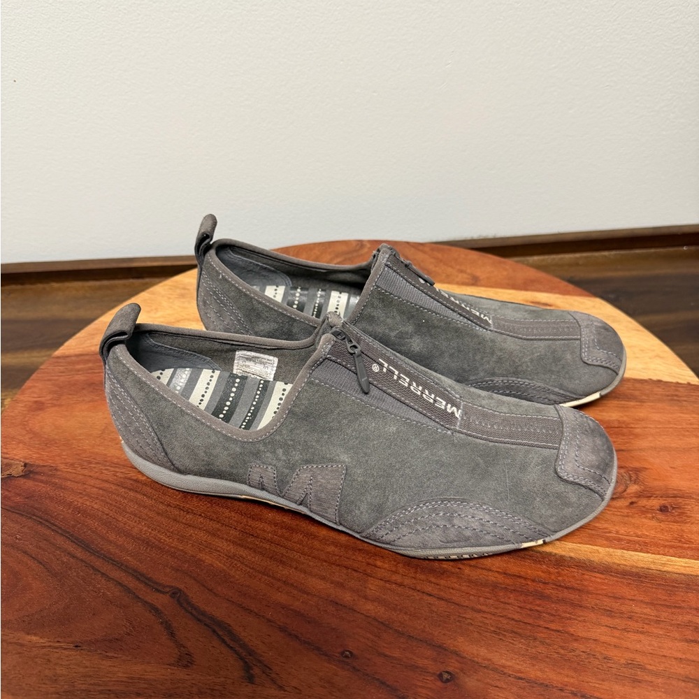 Merrell Barrado Gray Leather Walking Outdoor Shoes Women Size 9.5 - Picture 3 of 10